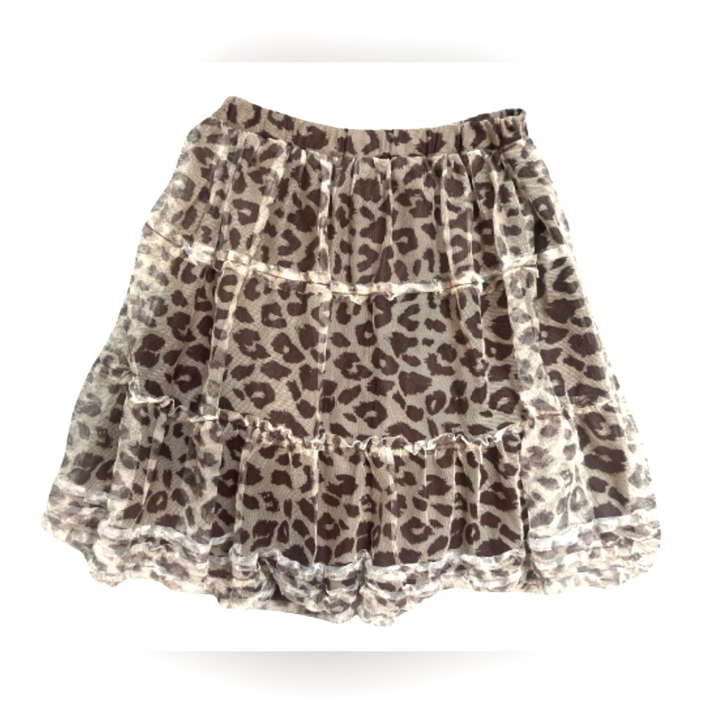 The Children’s Place Brown and Tan Leopard Print Tiered Ruffle Skirt